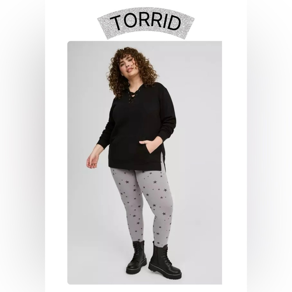 NWT TORRID Cozy Fleece Lace Up Side Slit Hooded Sweatshirt 2X